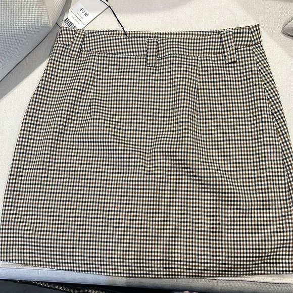 NWT NA-KD Brown check mini Skirt size EU 38/US 8 - Picture 6 of 7